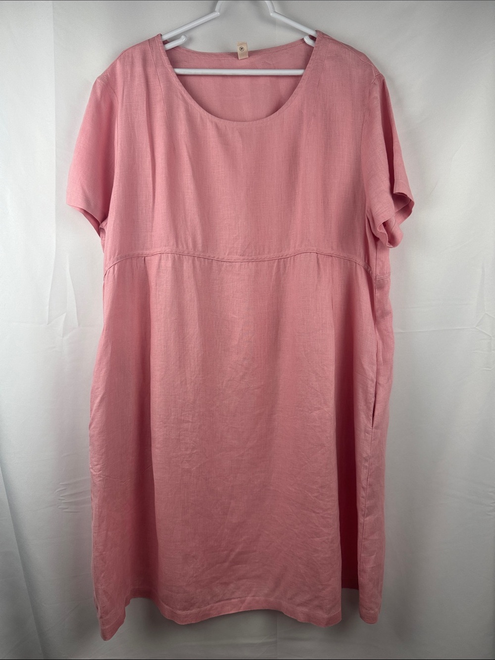 Grae Cove Pink Linen Babydoll Pullover Dress Size XL